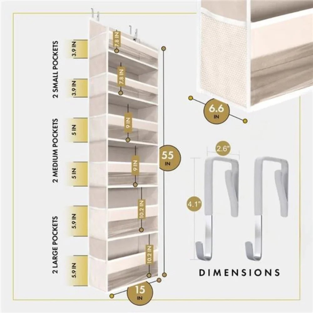 Over The Door Organizer 6 Tier Hanging Shoe Storage Multi Pocket Heavy Duty